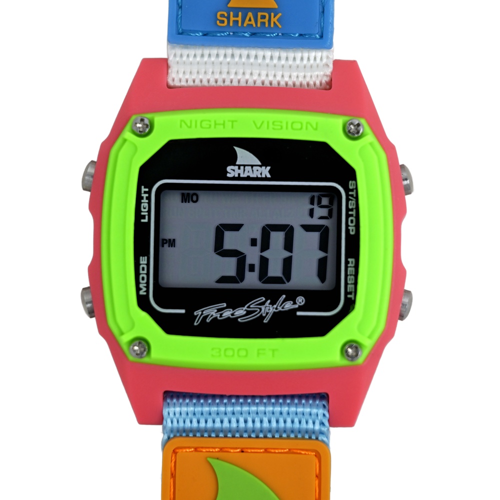 Shark Freestyle Diver Watch Pink and Green Bezel Unisex LCD
